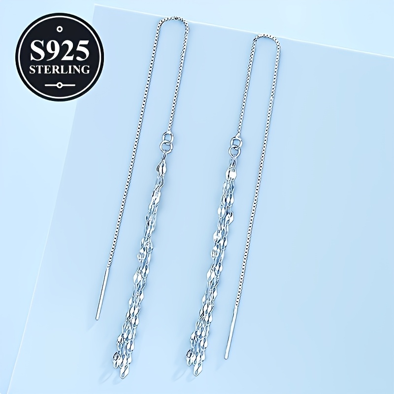 Women's Elegant Long Tassel Earrings, Hypoallergenic S925